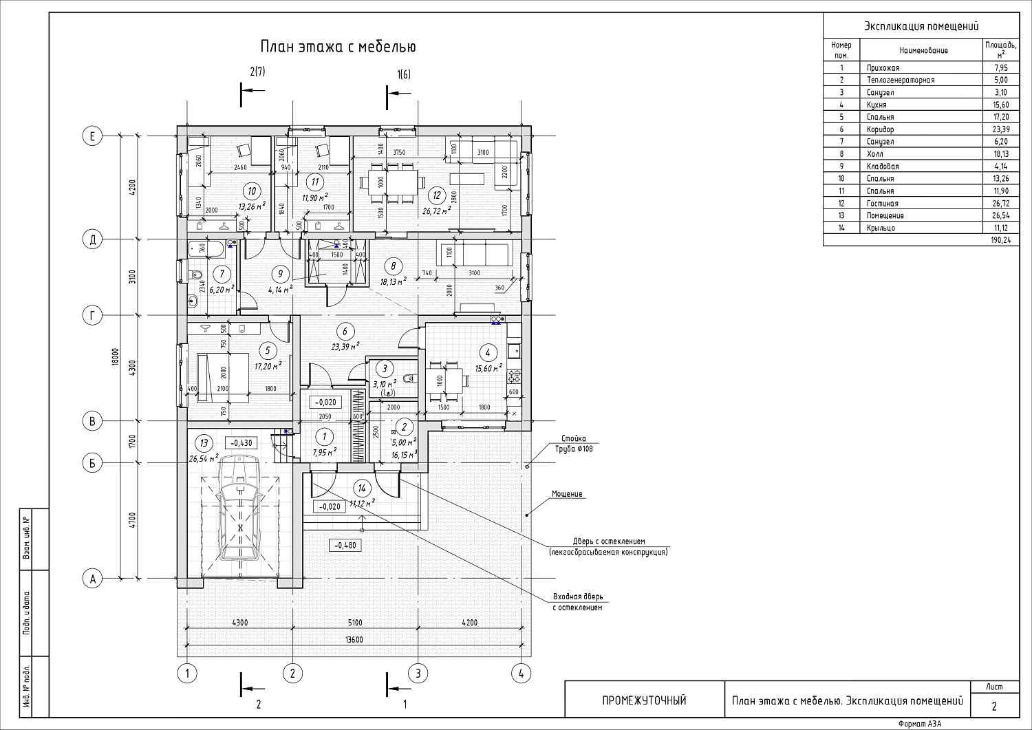 Ауданы 190,24 м² бір қабатты тұрғын үй